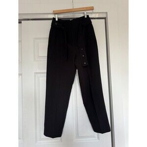 ba&sh Womens 36 S Black High Waisted Ankle Pants Belted Penelope Carrot Trousers